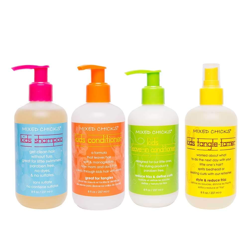Mixed Chicks Kids Shampoo bottle during bath time showing gentle cleansing