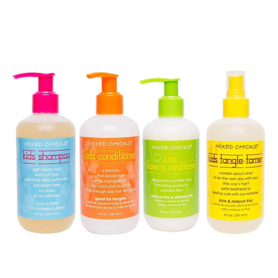 Mixed Chicks Kids Shampoo bottle during bath time showing gentle cleansing
