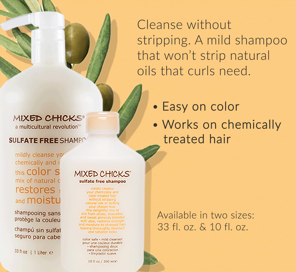 Mixed Chicks color-treated hair after wash, sulfate-free.