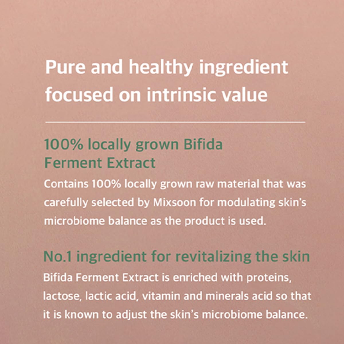 Glass packaging evokes premium skincare ritual with Mixsoon Bifida Ferment Essence.