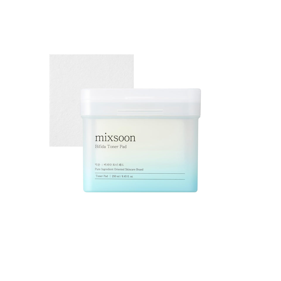 Mixsoon Bifida Toner Pad packaging displayed for daily skincare routine.