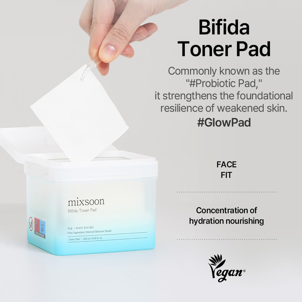 Close-up of Mixsoon Bifida Toner Pad's three-layer rayon sponge pad.