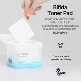 Close-up of Mixsoon Bifida Toner Pad's three-layer rayon sponge pad.