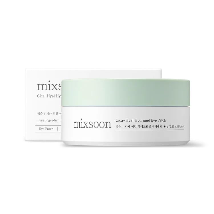 Mixsoon Cica-Hyal Eye Patch hydrogel texture close-up shows smooth, cool surface.