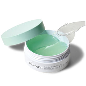 Mixsoon Cica-Hyal Eye Patch applied under eyes for soothing moisture.