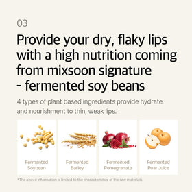Mixsoon dry-lips relief moment showing dewy, hydrated lips.