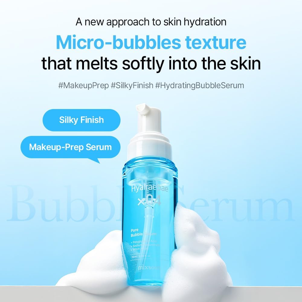 Close-up of Mixsoon Hyalraebae foam melting into skin for a light finish.