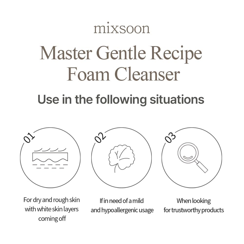 Glass bottle packaging of Mixsoon Master Gentle Recipe Foam Cleanser.