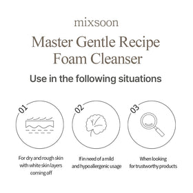 Glass bottle packaging of Mixsoon Master Gentle Recipe Foam Cleanser.