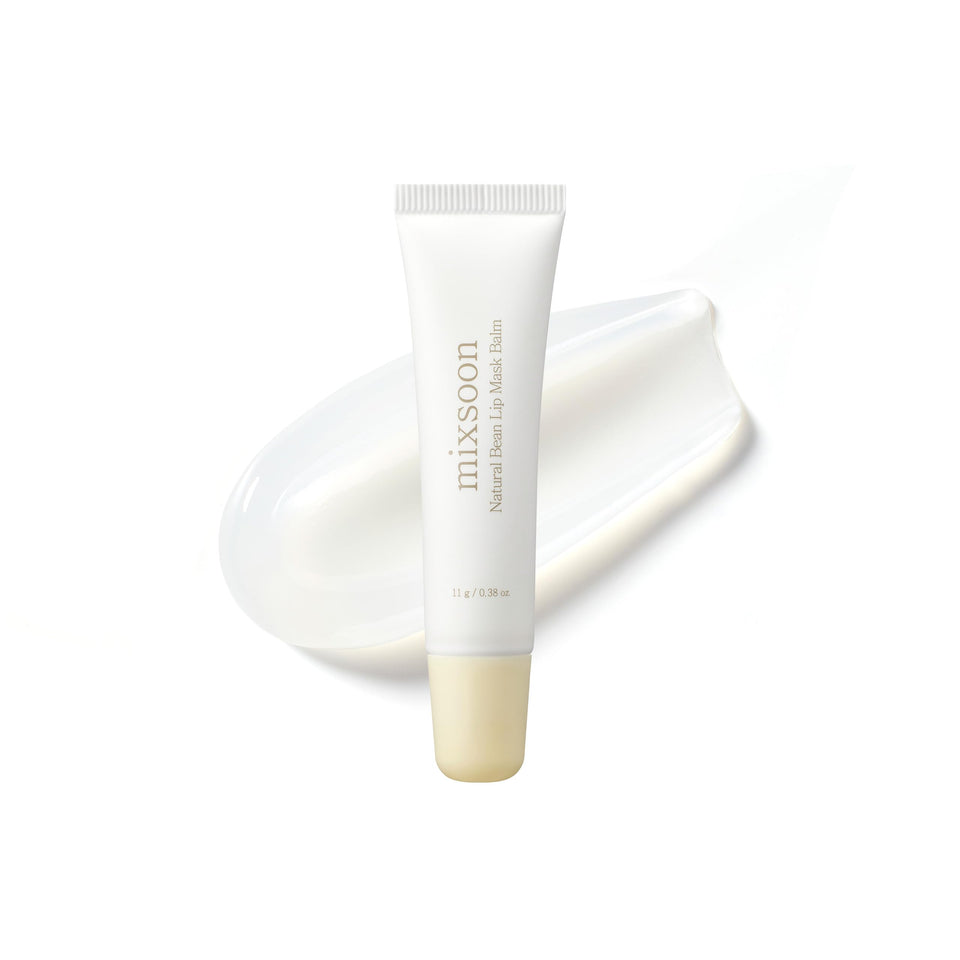 Mixsoon Natural Bean Lip Mask Balm jar close-up showcasing nourishing shea butter for dry lips.