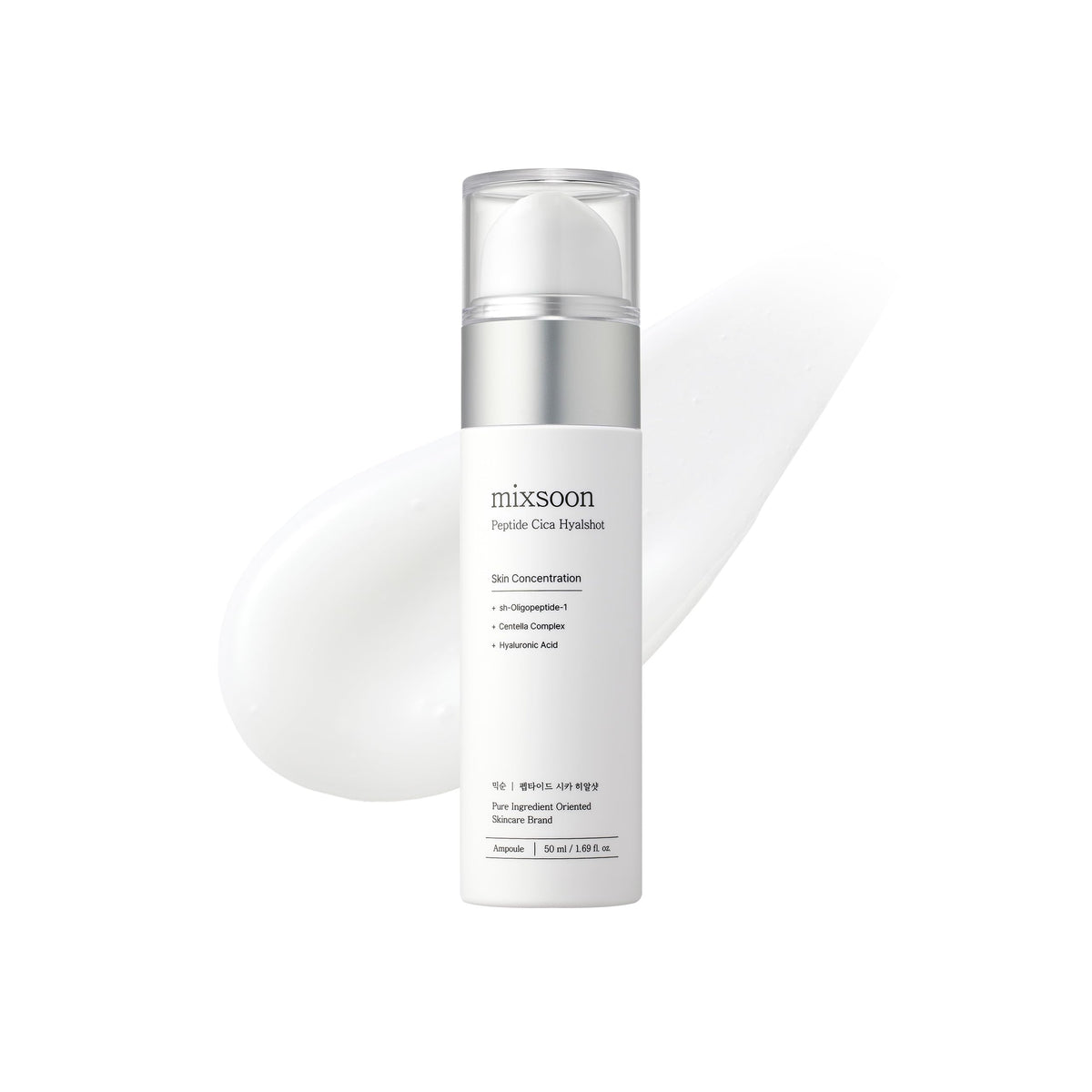 Mixsoon Peptide Cica Hyal-Shot serum bottle provides deep hydration for smoother skin.
