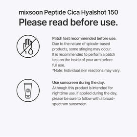 mixsoon Peptide Cica Hyalshot 150 application scene during daily skincare routine.