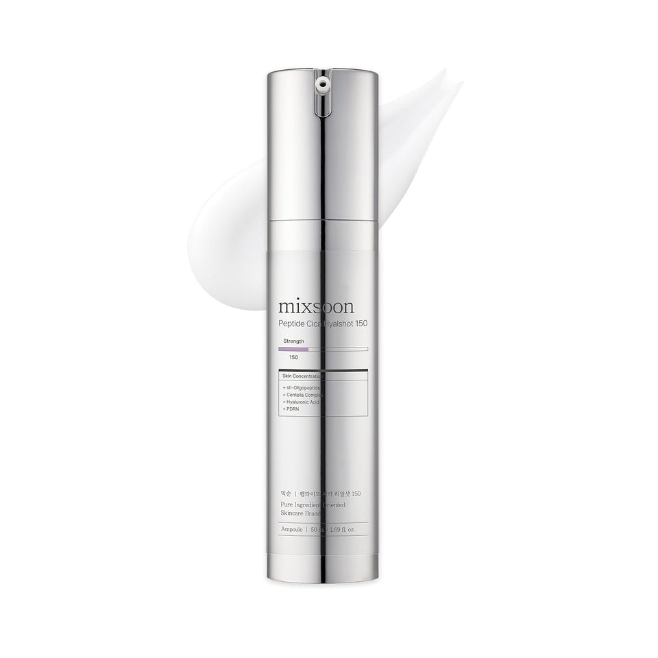 mixsoon Peptide Cica Hyalshot 150 bottle front shows fragrance-free hydration for daily care.