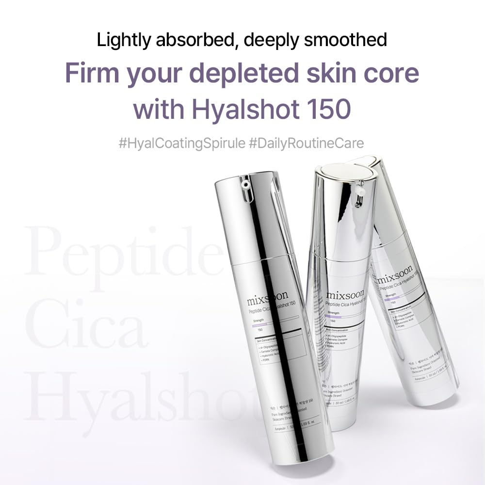 mixsoon Peptide Cica Hyalshot 150 droplet dispenser enables controlled application for precision.