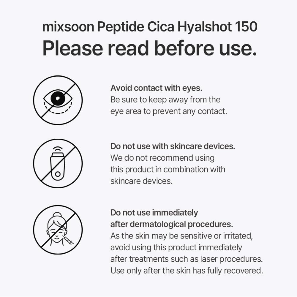 mixsoon Peptide Cica Hyalshot 150 label highlights fragrance-free formula for sensitive skin.