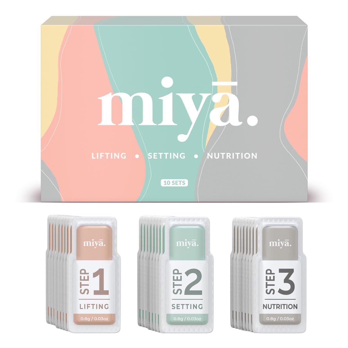MIYA LASH 2in1 lifting lotion sachets pack for consistent lash lifts.