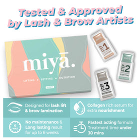 MIYA LASH fast-acting lifting lotion in use for quick results.