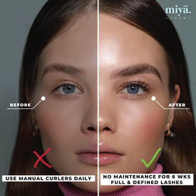 Close-up of lifting lotions in Miya Lash kit for strong, lifted lashes