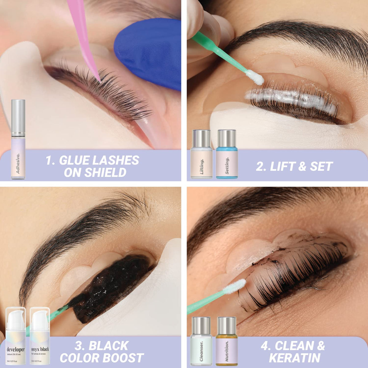 MIYA LASH instruction card guiding easy at-home, salon-grade results.