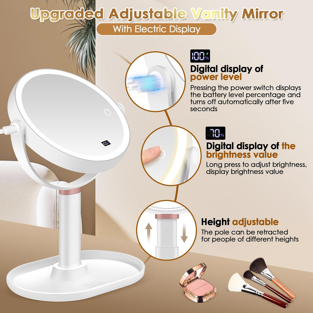 MIYADIVA makeup mirror 1X and 30X magnification for precise detail work