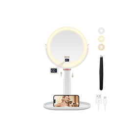 MIYADIVA makeup mirror front view with bright LEDs for full face checks