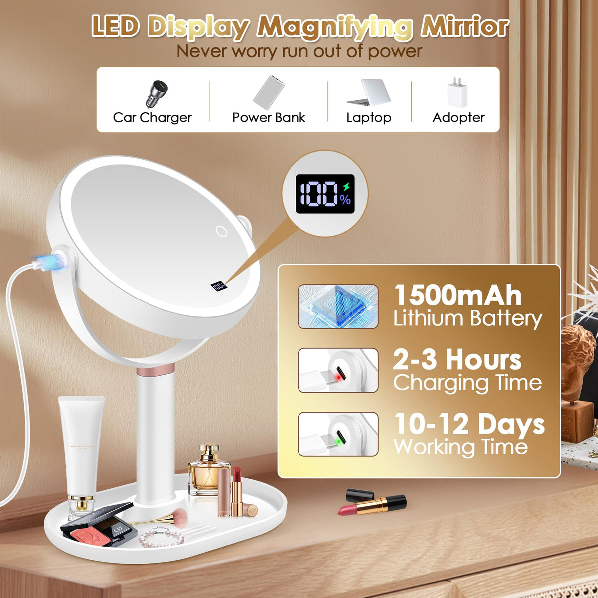 MIYADIVA three lighting modes from cool to warm for different looks