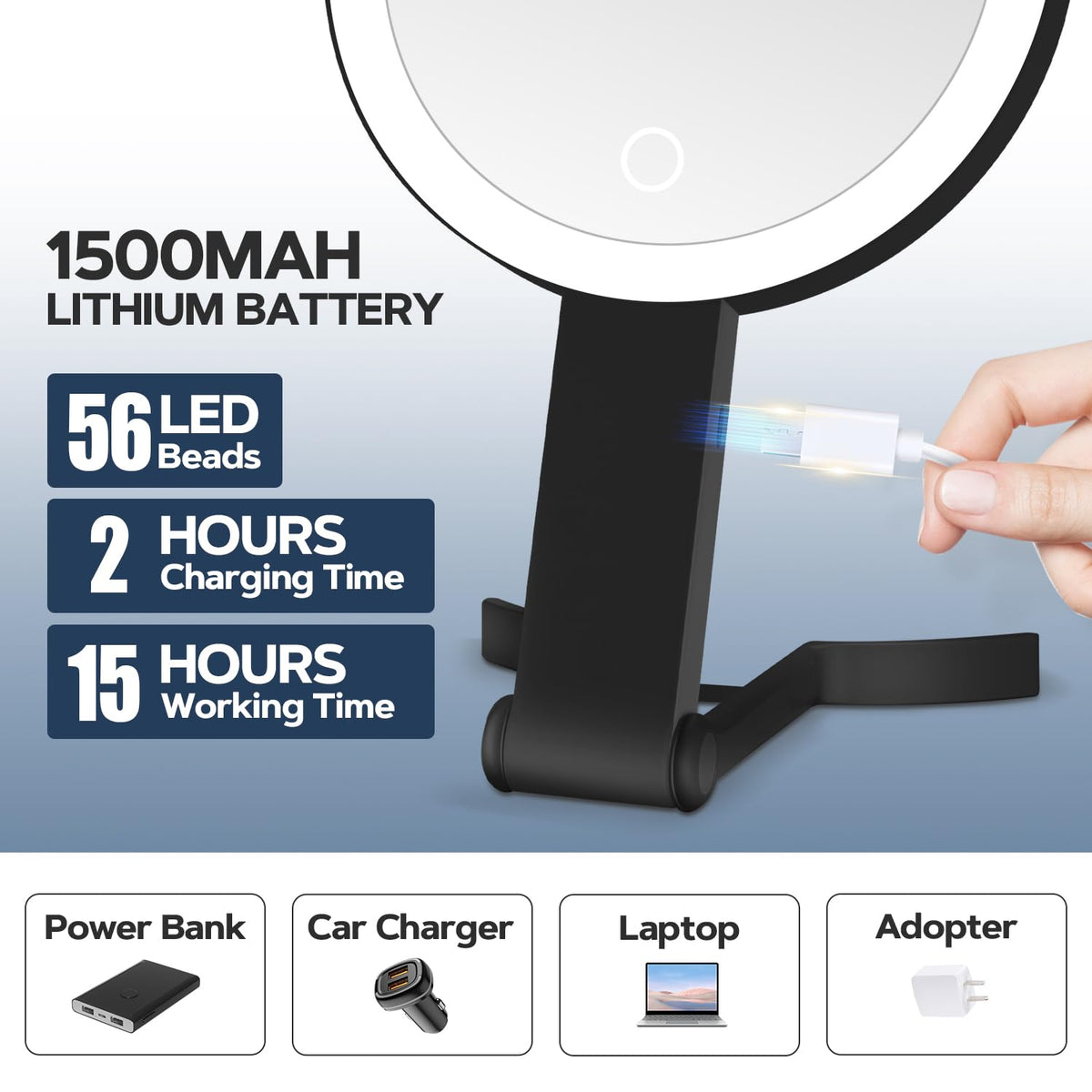Miyadiva touch controls with three light colors for customized illumination