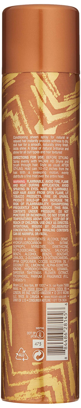 MIZANI HD Shyne spray mist application calms frizz and adds a sleek finish.