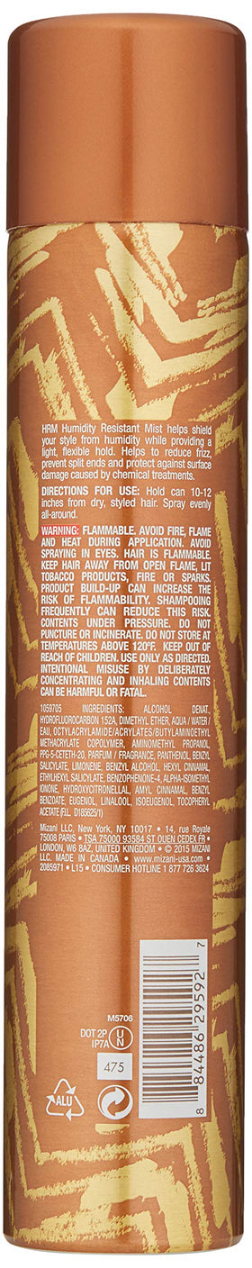 Close-up of Mizani HRM mist being dispensed for smooth styling.