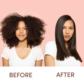 Mizani HRM mist on dry hair to maintain a sleek, frizz-free finish.