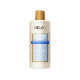 Mizani Moisture Fusion bottle clarifies while preserving moisture for curly hair.