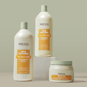 Salon setup using Mizani True Textures Moisture Replenish with professional routine