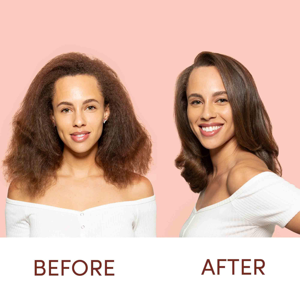 Mizani Smooth Guard applied through hair during styling for glide