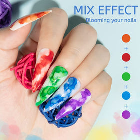 MIZHSE blooming-swirl effect highlights watercolor bloom for unique nail art