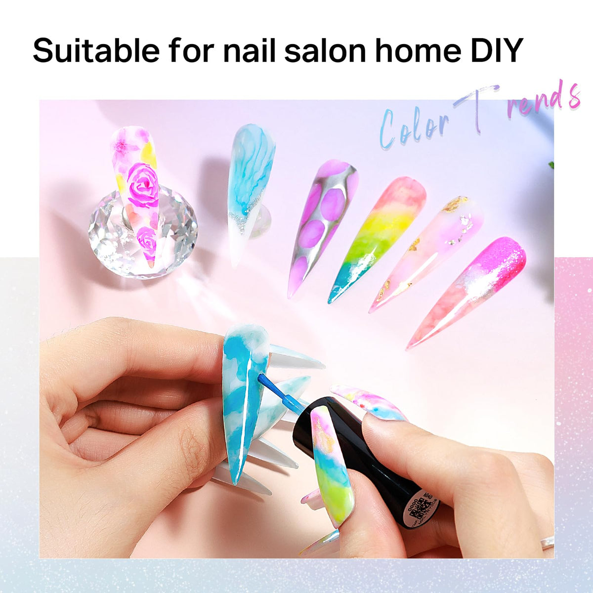MIZHSE blooming nail polish dries quickly for precise color diffusion.