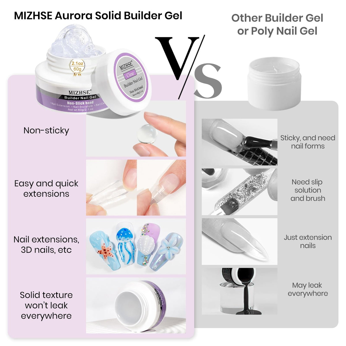 MIZHSE nail art versatility for 3D designs and embellishments