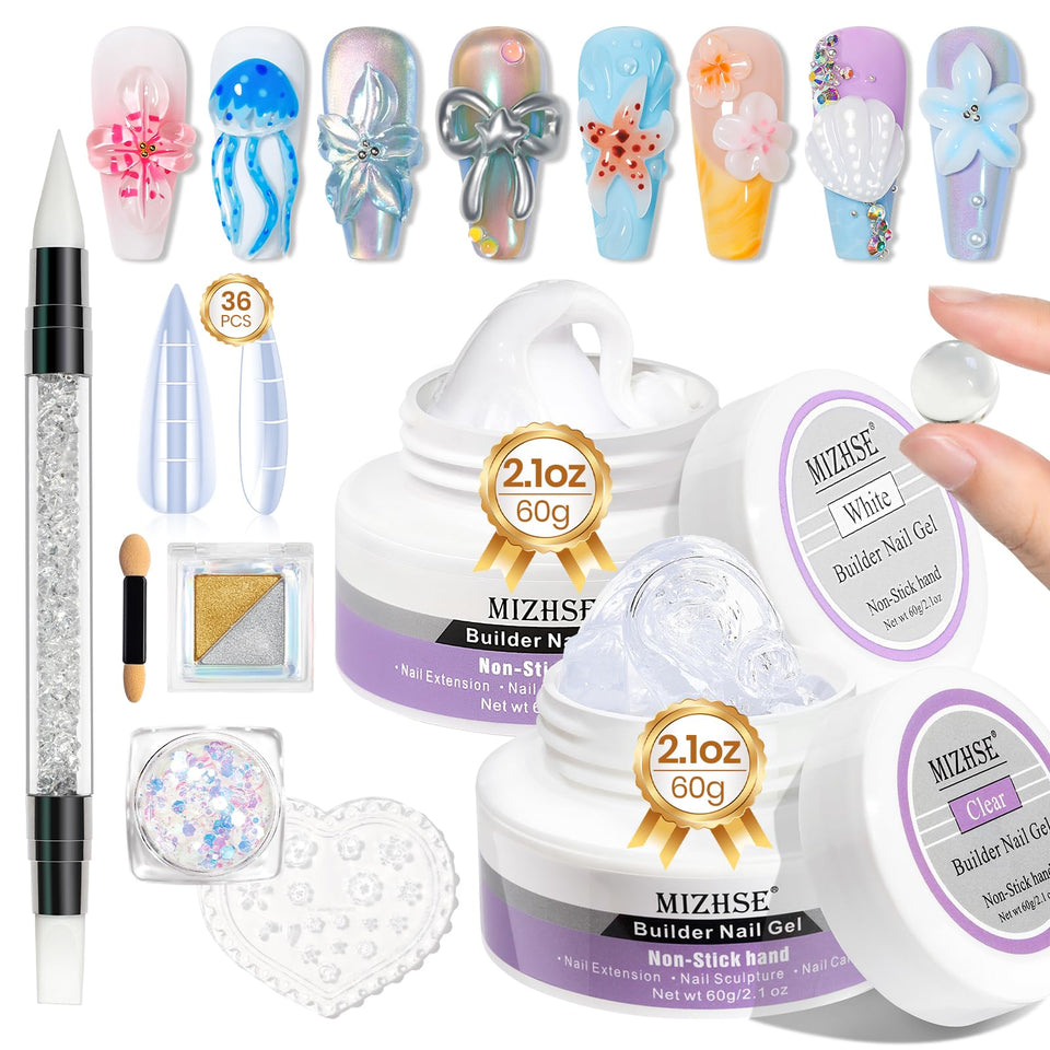 MIZHSE solid builder gel 60g in clear for durable nail extensions at home