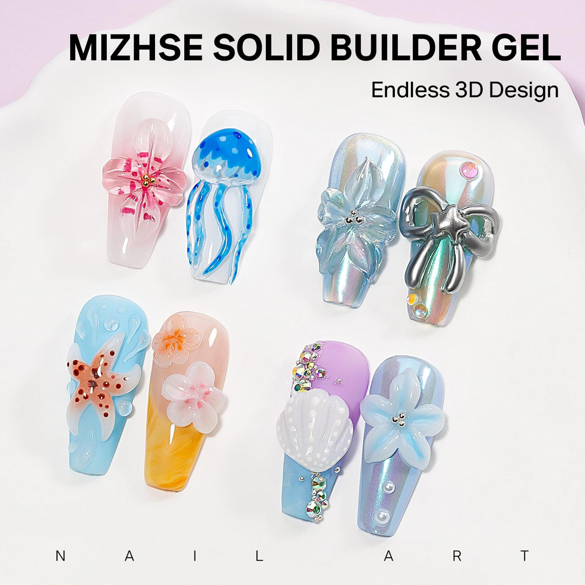 MIZHSE solid builder gel 60g white for crisp sculpting and design