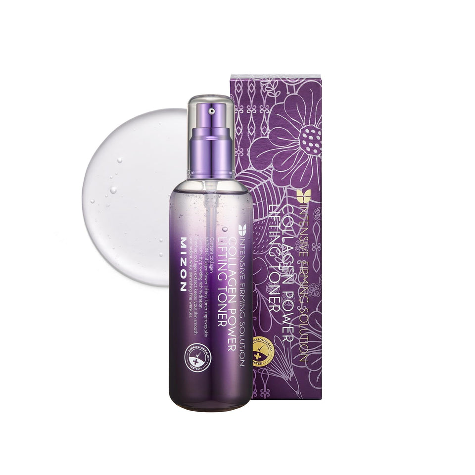 MIZON Collagen Power Lifting Toner bottle close-up for hydration and elasticity