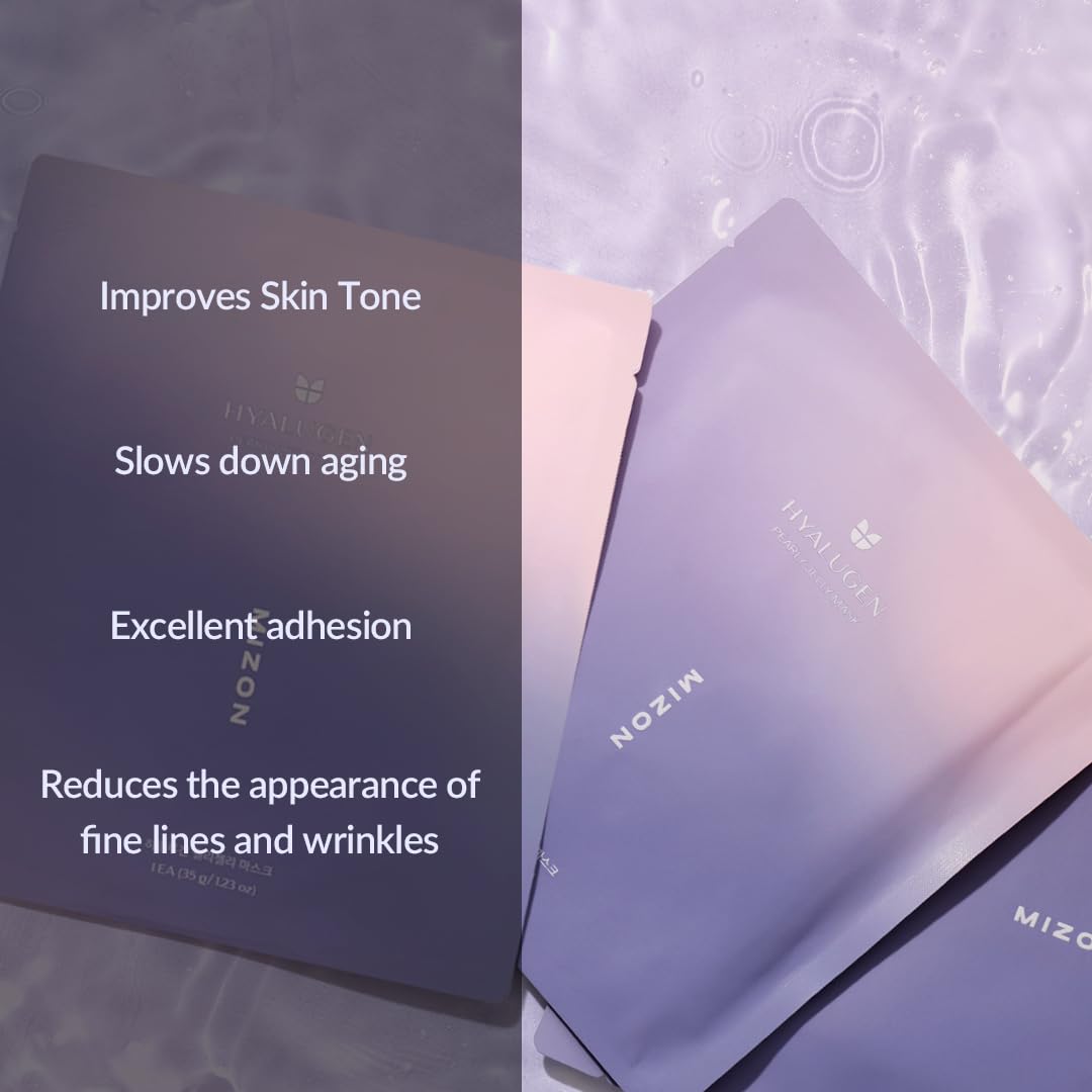 MIZON Hyalugen Pearl Mask wearer applying mask for deep hydration
