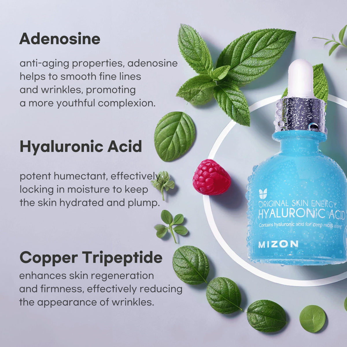 MIZON Hyaluronic Acid 100 Serum being applied to the skin