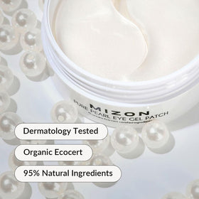 MIZON hydrogel texture close-up with pearl and diamond powder.