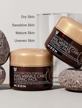 MIZON Night care routine scene with glow and relaxed beauty sleep.