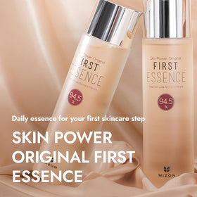 MIZON Skin Power Original First Essence liquid texture close-up for smooth application