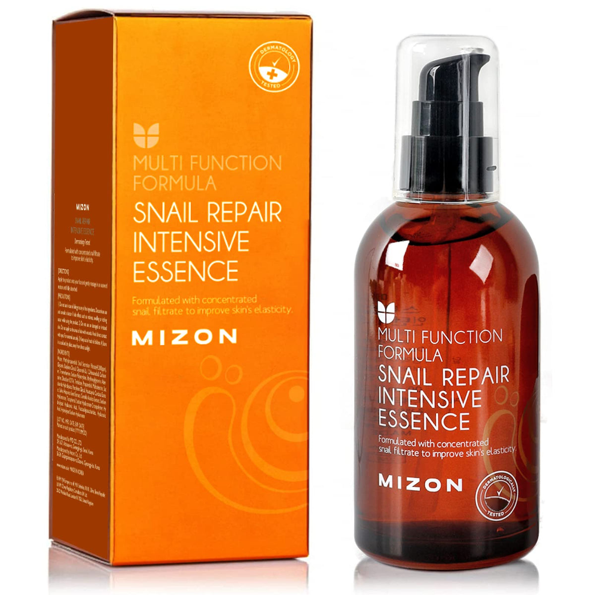 MIZON Snail Repair Intensive Essence bottle close-up showing lightweight hydration for daily use.