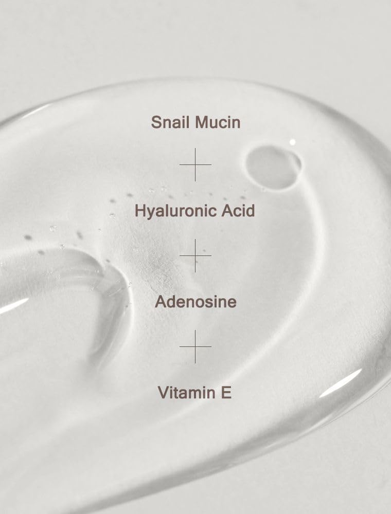 MIZON Snail Repair Intensive Essence texture swirl shows gel-like consistency spreading easily.