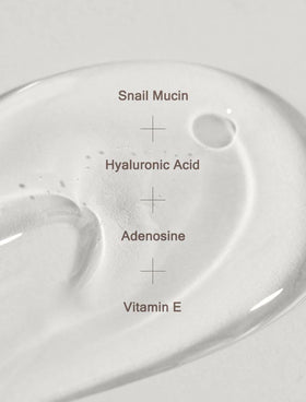 MIZON Snail Repair Intensive Essence texture swirl shows gel-like consistency spreading easily.