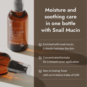 MIZON Snail Repair Intensive Toner dispensing action demonstrates easy, controlled application for daily use