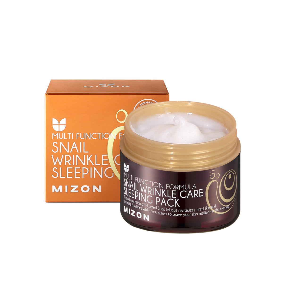 MIZON Snail Wrinkle Care Sleeping Pack jar for overnight nourishment and soothing hydration.