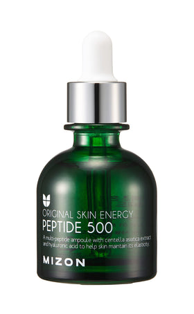 MIZON Peptide 500 bottle closeup showing premium hydration and firming potential